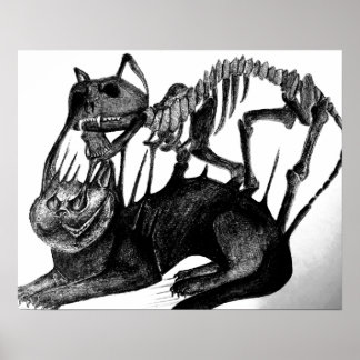 Art d'horreur gothique - poster squelette de chat