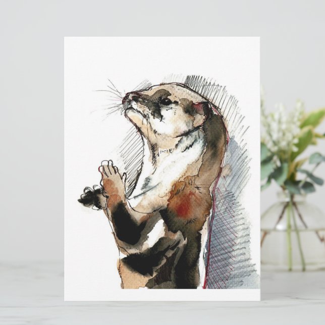 Art Drawing Otter |  Cute Otter Gifts (Standing Front)