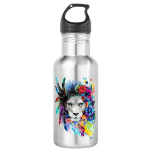 Art drawing poster painting the lion 532 ml water bottle