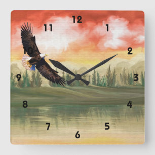 Art Eagle Soaring Lake Horloge murale