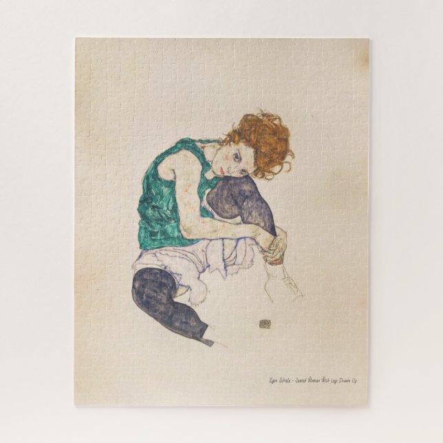 ART, EGON SCHIELE SEATED WOMAN WITH LEGS PULLED UP JIGSAW PUZZLE (Vertical)