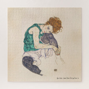 ART, EGON SCHIELE SEATED WOMAN WITH LEGS PULLED UP JIGSAW PUZZLE