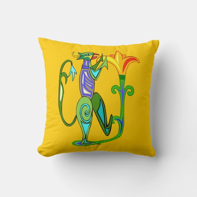 Art Égyptien Avec Fleur Lotus Coussin réversible (Recto)
