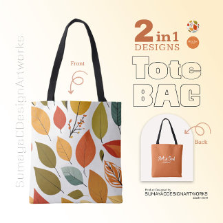 Art et âme Orange Feuilles 2 en 1 Sac fourre-tout