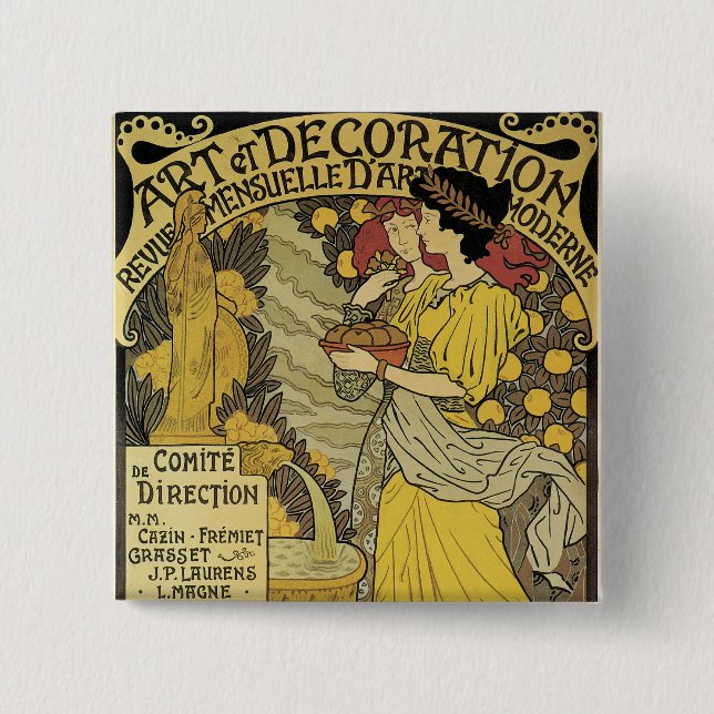 Art et Decoration 2 Inch Square Button (Front)