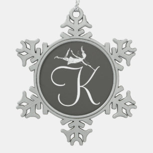 Art Fairy Initial: K Snowflake Pewter Christmas Ornament