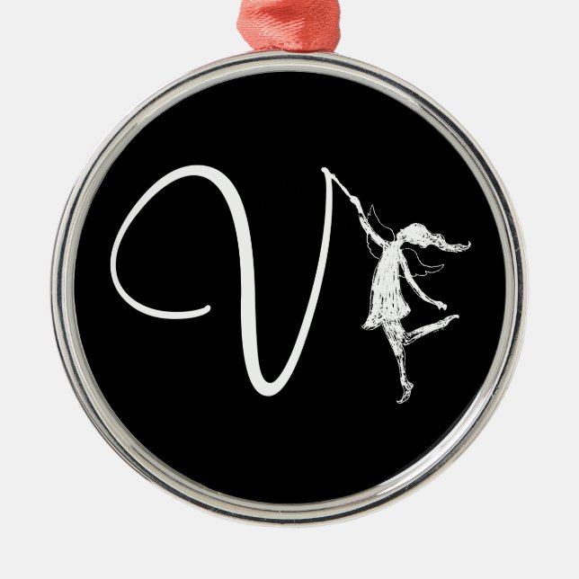 Art Fairy Initial: V Metal Ornament (Front)