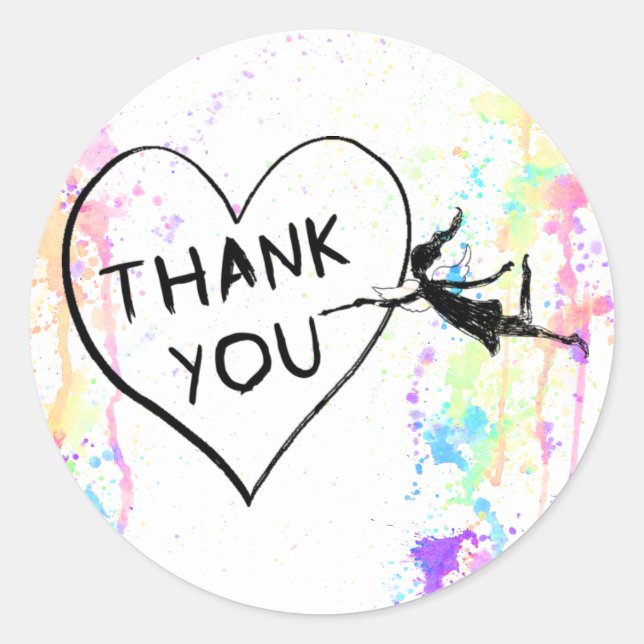 Art Fairy Thank You Classic Round Sticker (Front)