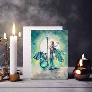 Art fantastique d'aquamarine de dragon et de fée