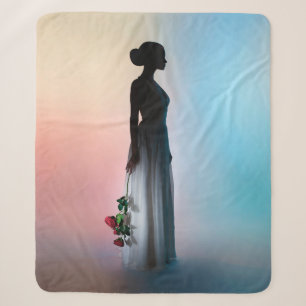 Art fashion studio photo of beautiful elegant woma sherpa blanket