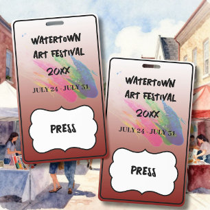 ART FESTIVAL Custom Stylish Personalized Colourful Badge