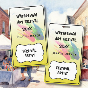 ART FESTIVAL Custom Stylish Personalized Colourful Badge