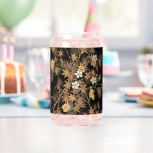 Art floral automnal noir doré vintage japonais