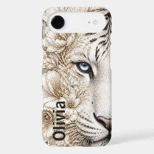 Art floral du Tigre blanc aux yeux bleus