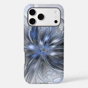 Art floral fractal abstrait aquarelle gris bleu