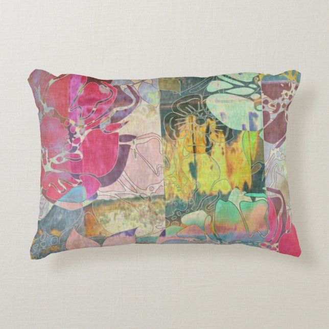 Art floral grunge pattern decorative pillow (Front)