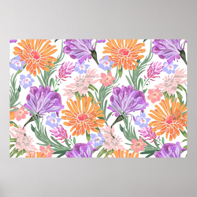 Art floral seamless pattern. Morning glory,ipomoea Poster (Front)