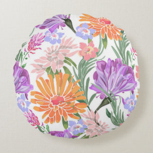 Art floral seamless pattern. Morning glory,ipomoea Round Pillow