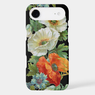Art floral vintage coquelicots orange et blanc