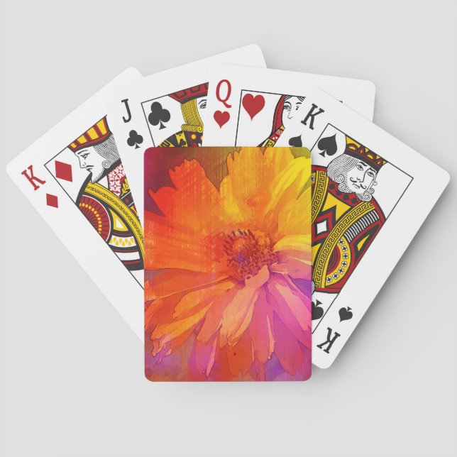 Art Floral Vintage Rainbow Background Playing Cards (Back)