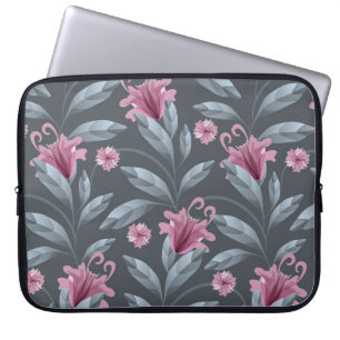 Art floral vintage seamless pattern. Maroon transl Laptop Sleeve