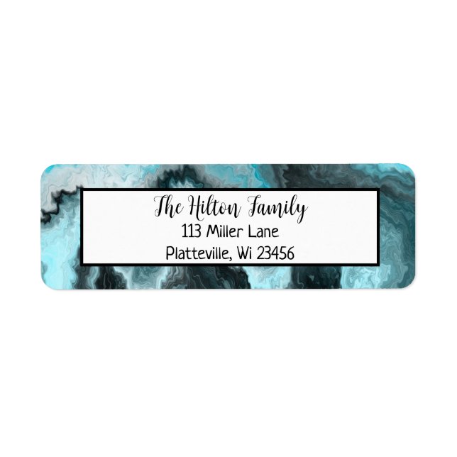 Art fluide en marbre bleu et noir (Devant)