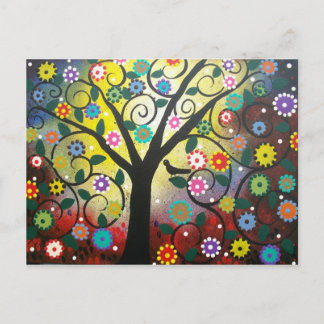 ART FOLK Arbre de couleurs par LORI EVERETT carte 