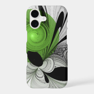 Art fractal abstrait noir et blanc avec du vert
