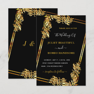 Art Framed Black Gold Wedding Invitation Template