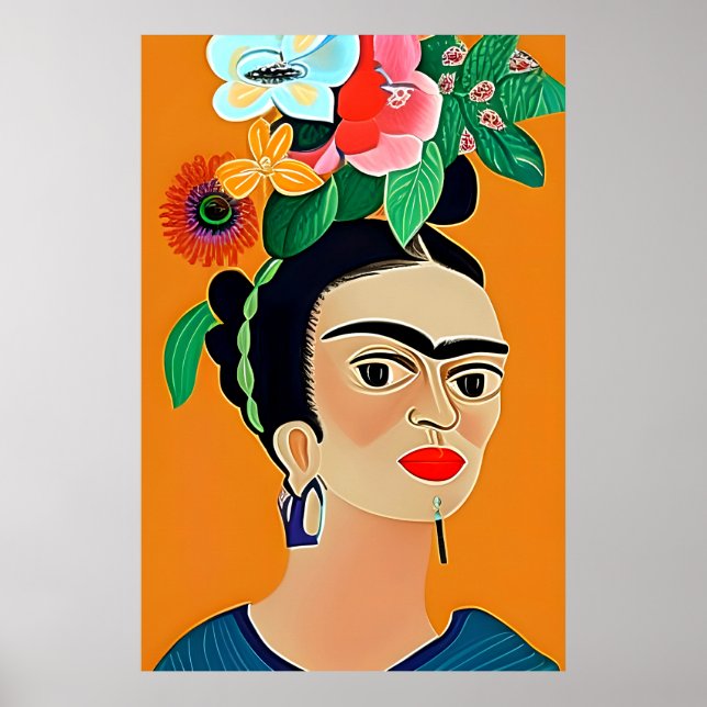 Art Frida Kahlo, affiche florale (Devant)