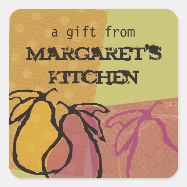 Art fruit pears cooking baking food gift label (Front)