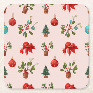 Art full of Christmas atmosphere Square Paper Coaster