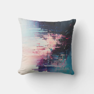 Art Futuriste Glitch - Design Urban Neon Landscape Throw Pillow