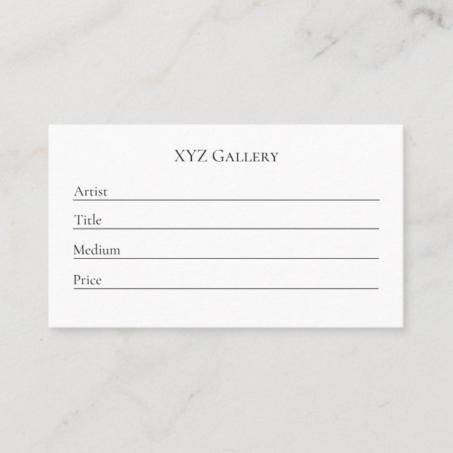 Art Gallery Exhibition Label Card Template (Front)