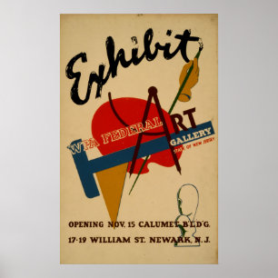 Art Gallery Exhibition New Jersey Vintage WPA Poster