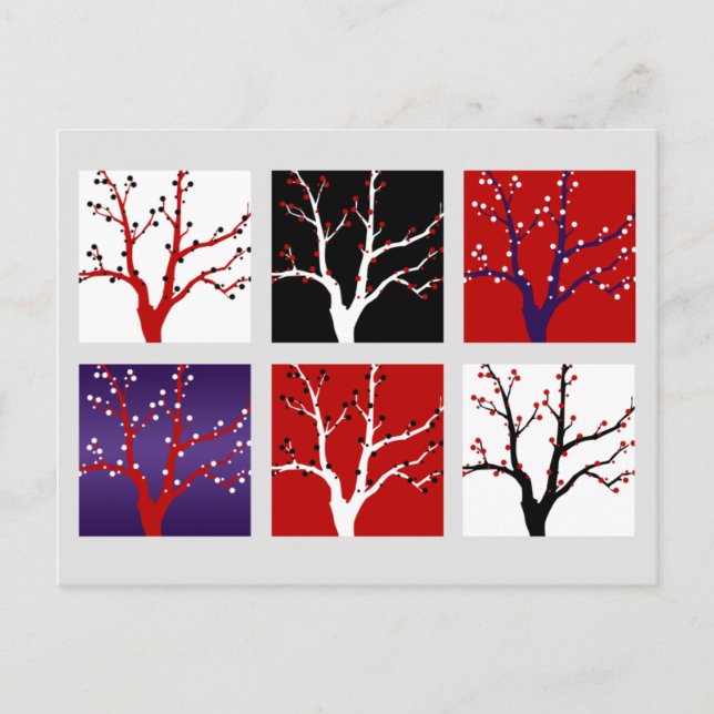 Art Gallery Style Winter Trees Christmas Holiday Postcard (Front)