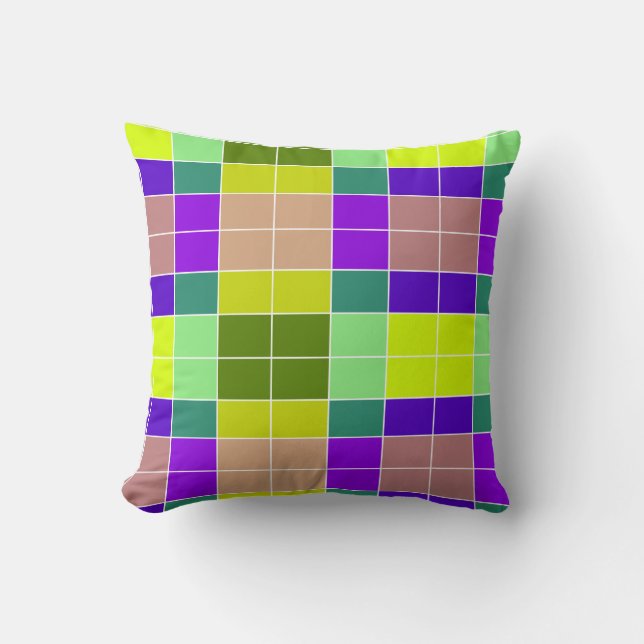 Art Géométrique moderne Vert Jaune Carré Coussin (Recto)