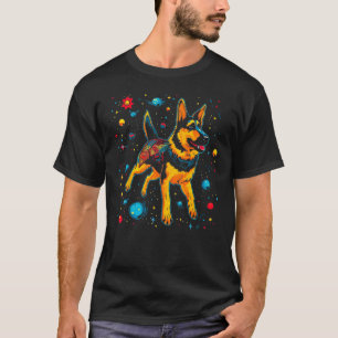 Art German Shepherd Dog Outer Space Galaxy T-Shirt