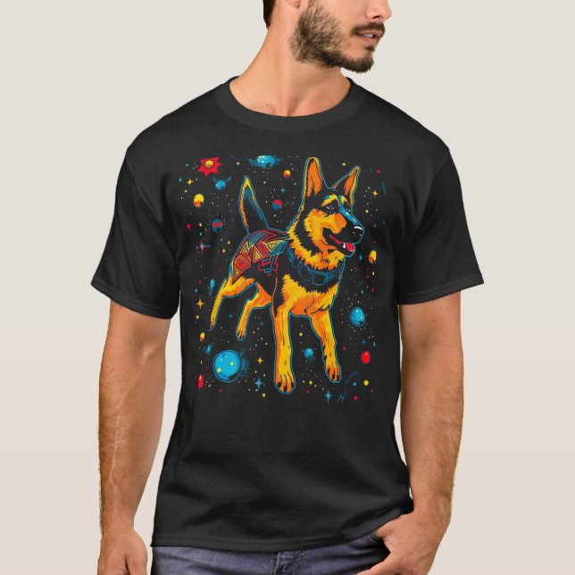 Art German Shepherd Dog Outer Space Galaxy T-Shirt (Front)