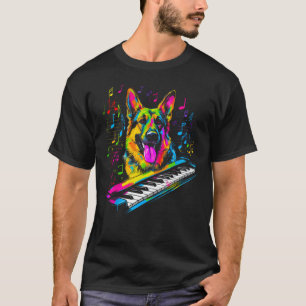 Art German Shepherd Dog Piano Pianist T-Shirt