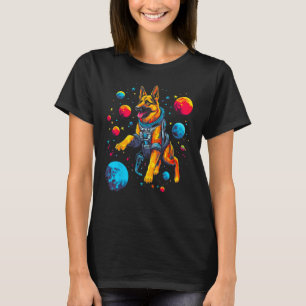 Art German Shepherd Dog Space Planet T-Shirt