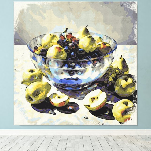 *~* Art Gift SC6 Fruit Crystal Bowl Still Life  Canvas Print (Insitu(Wood Floor))