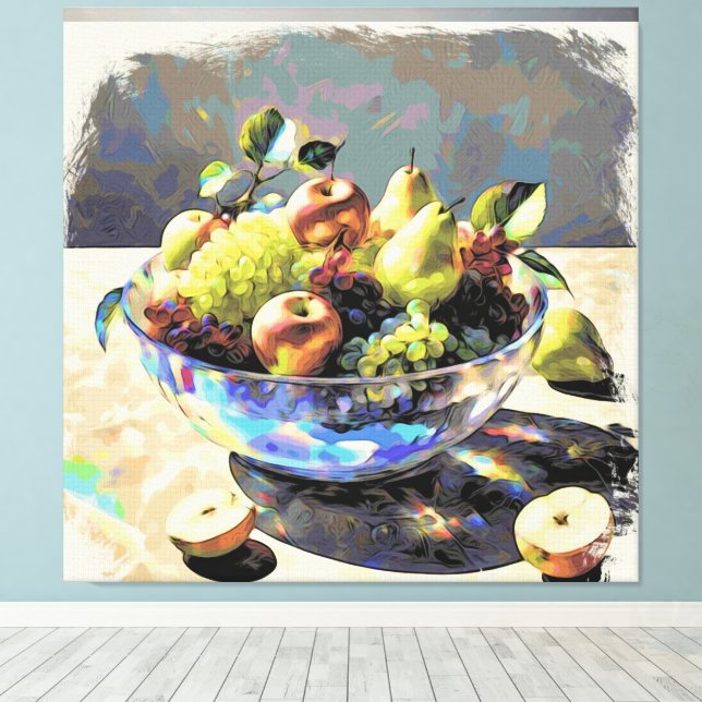 *~* Art Gift .  Still Life SC6 Fruit Crystal Bowl Canvas Print (Insitu(Wood Floor))
