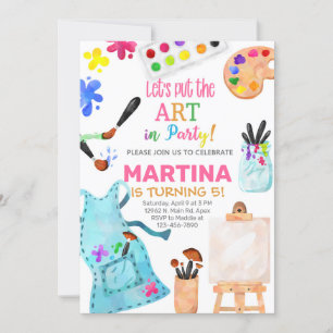 Art girl birthday invitation, art party invite. invitation