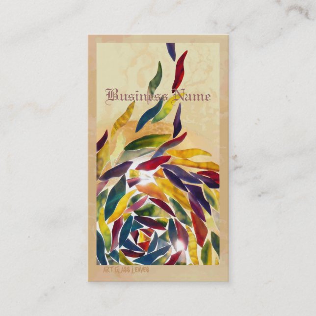 Art Glass Leaves Classic Elegant Business Card (Front)