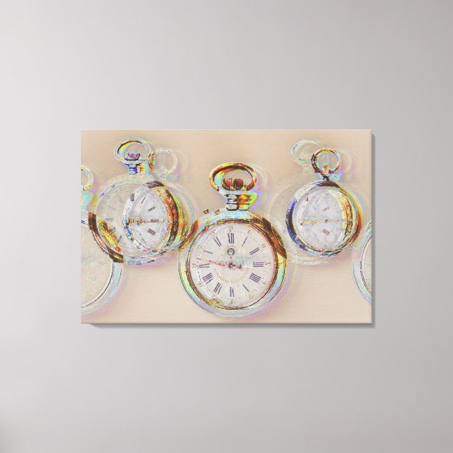 art glitch sur jeu d'horloges antiques toile impri (Recto)