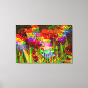 ART GLITCH sur tulipes en fleurs sur toile étirée