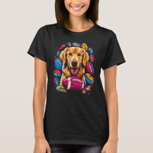 Art Golden Retriever Dog American Football T-Shirt
