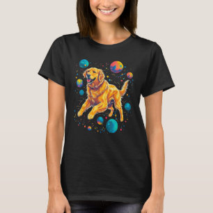 Art Golden Retriever Dog Universe Planet T-Shirt