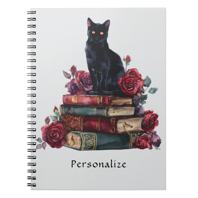 Art gothique Chat noir Antique Livres Crimson Rose (Devant)